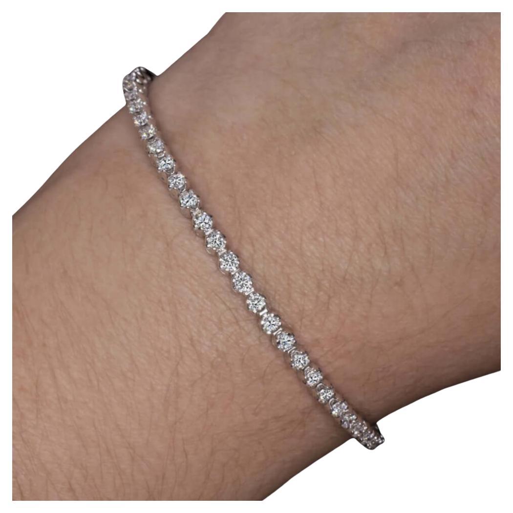 Bracciale tennis con diamanti in oro bianco 14K da 1,84 carati G-H SI1-SI2