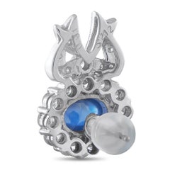 Pendientes de oro blanco de 14 quilates con lazo de diamantes y zafiros de 1,84 ct MF05-010626