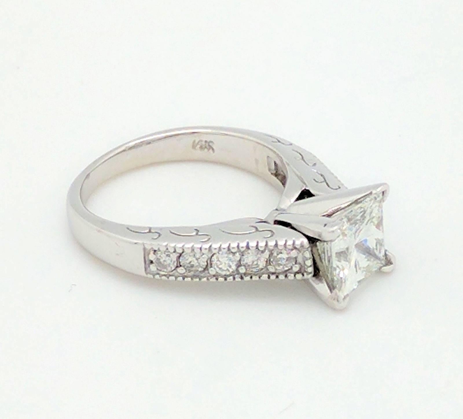 14 Karat White Gold 1.85 Carat Princess Cut Diamond Engagement Ring VS2/H 5