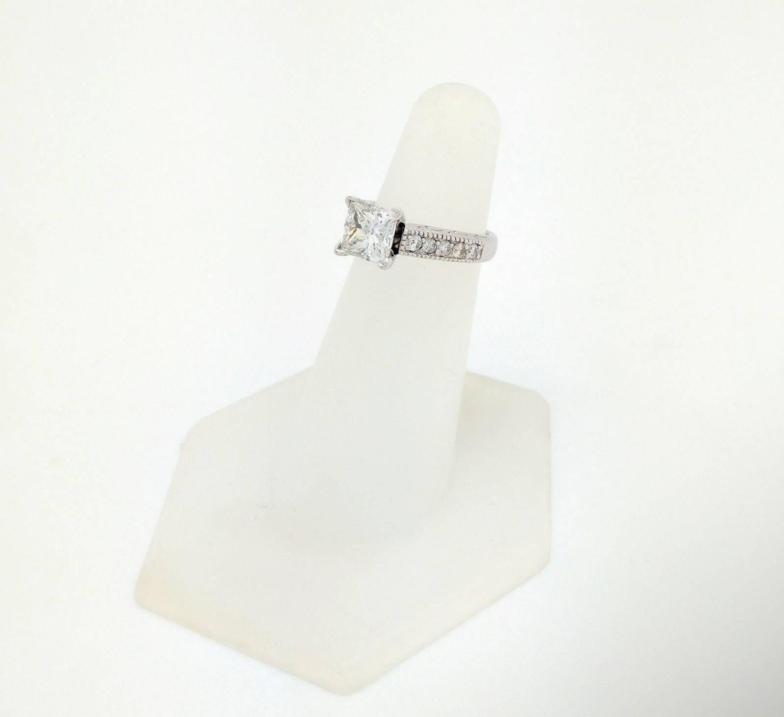 14 Karat White Gold 1.85 Carat Princess Cut Diamond Engagement Ring VS2/H 3