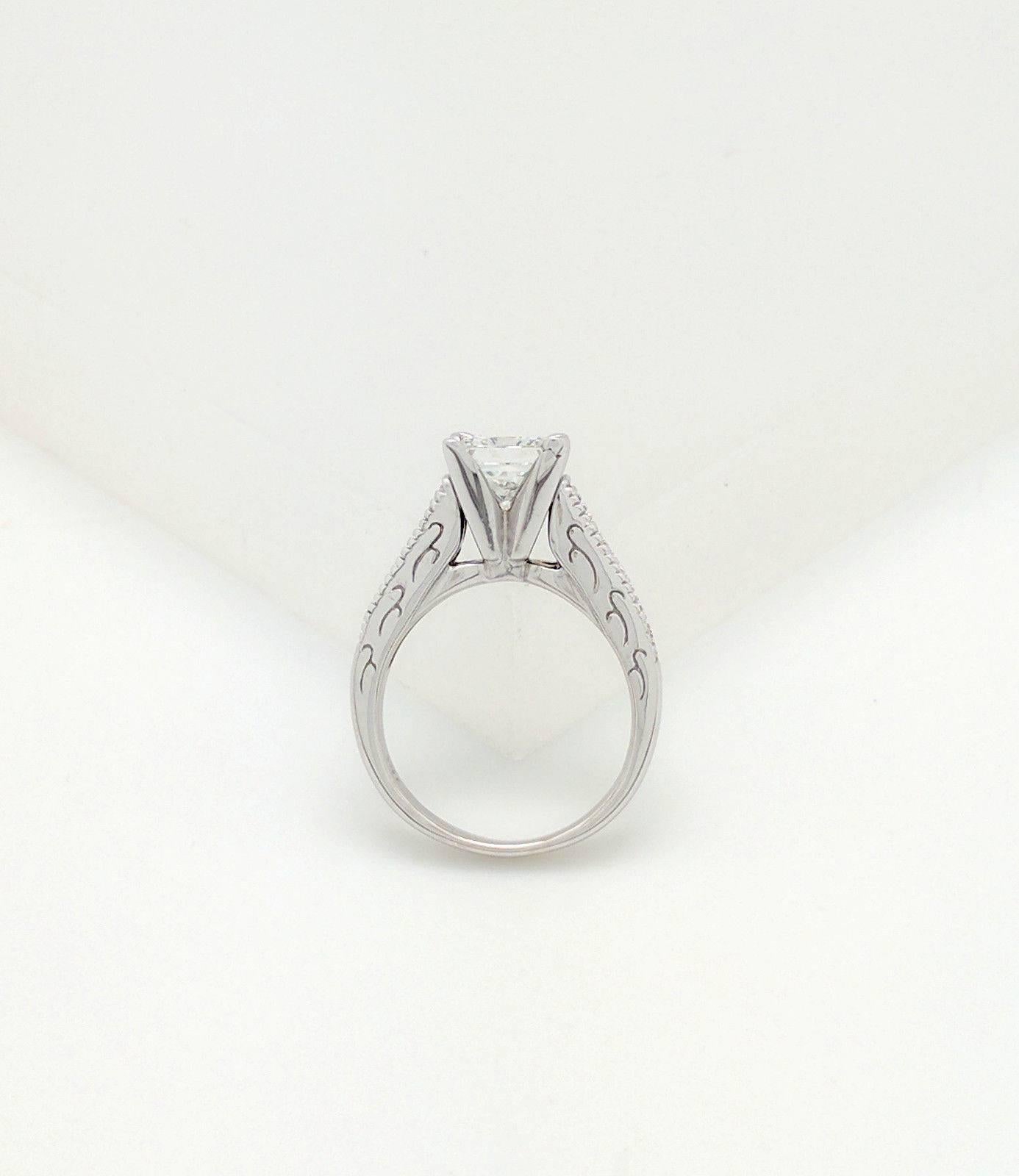 14 Karat White Gold 1.85 Carat Princess Cut Diamond Engagement Ring VS2/H 4