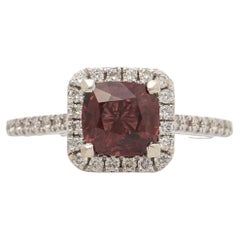 14k White Gold 1.85ct Red Spinel and Diamond Ring 2.20TCW