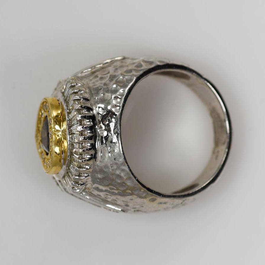 14K White Gold, 18K Yellow Gold Heart 1.31ct Diamond Ring, 22.5gr 1