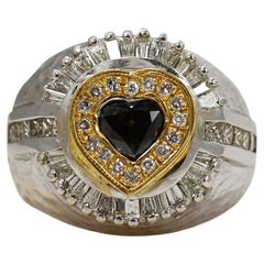 14K White Gold, 18K Yellow Gold Heart 1.31ct Diamond Ring, 22.5gr