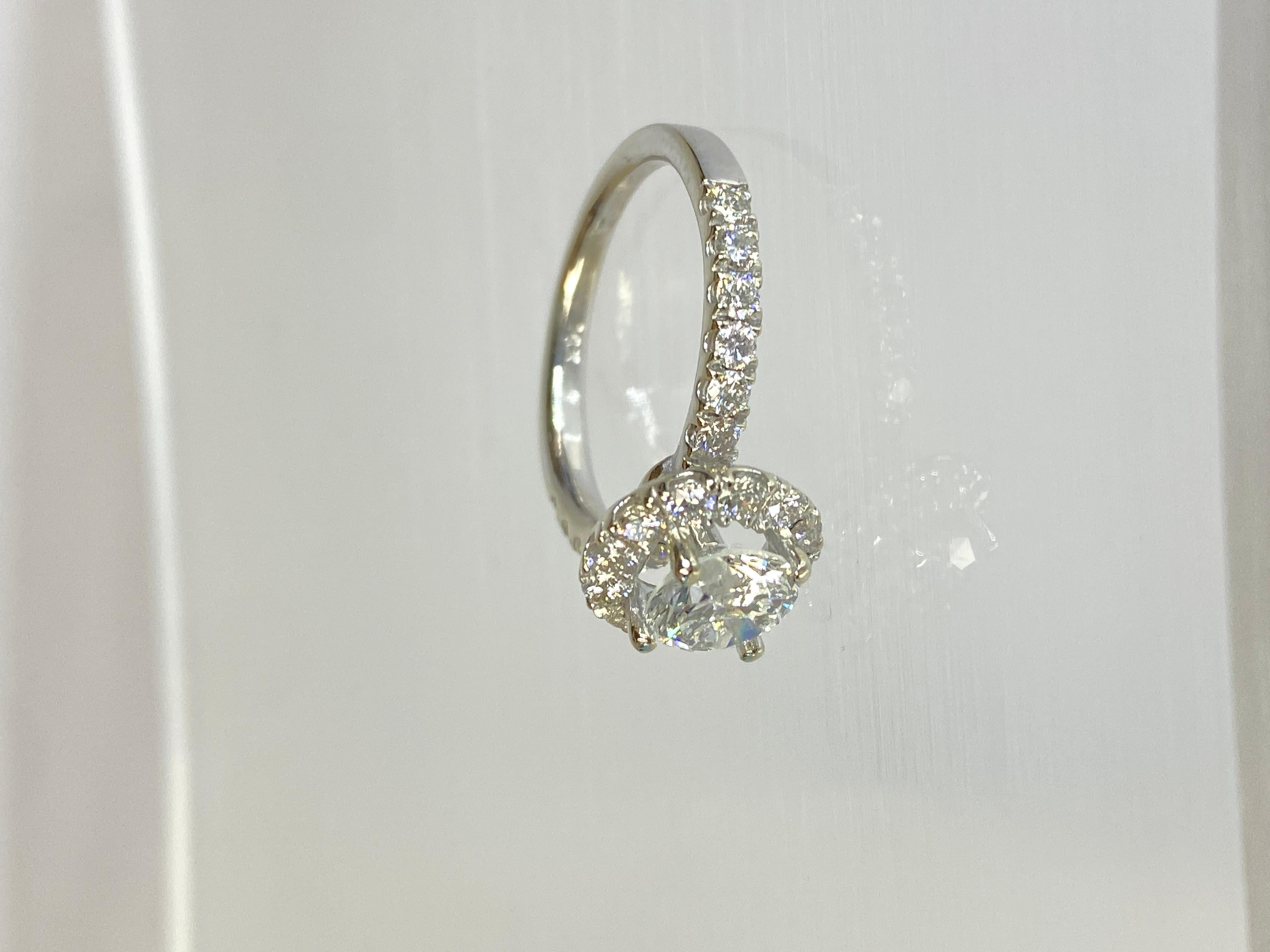 Women's or Men's 14K White Gold 1.9 Carat Natural Diamond Halo Semi-Eternity Engagement Ring Sz 6 For Sale