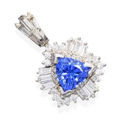14k White Gold 1.90ct Tanzanite and Diamond Pendant