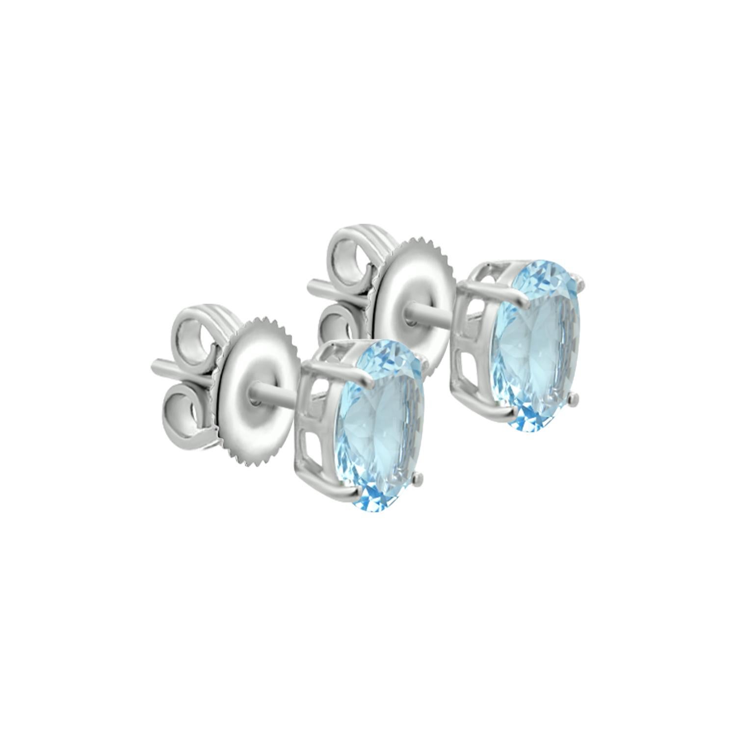 Make Sure Your Something  Blue Is Also Something Sparkly!
Beautiful Aquamarine Stud Earring Are A Classic Finish Touch For Traditional Brides. 
This Studs Earring Features Very Beautiful And Fine Quality 8x6mm Oval Shaped Aquamarine Gemstone Settled