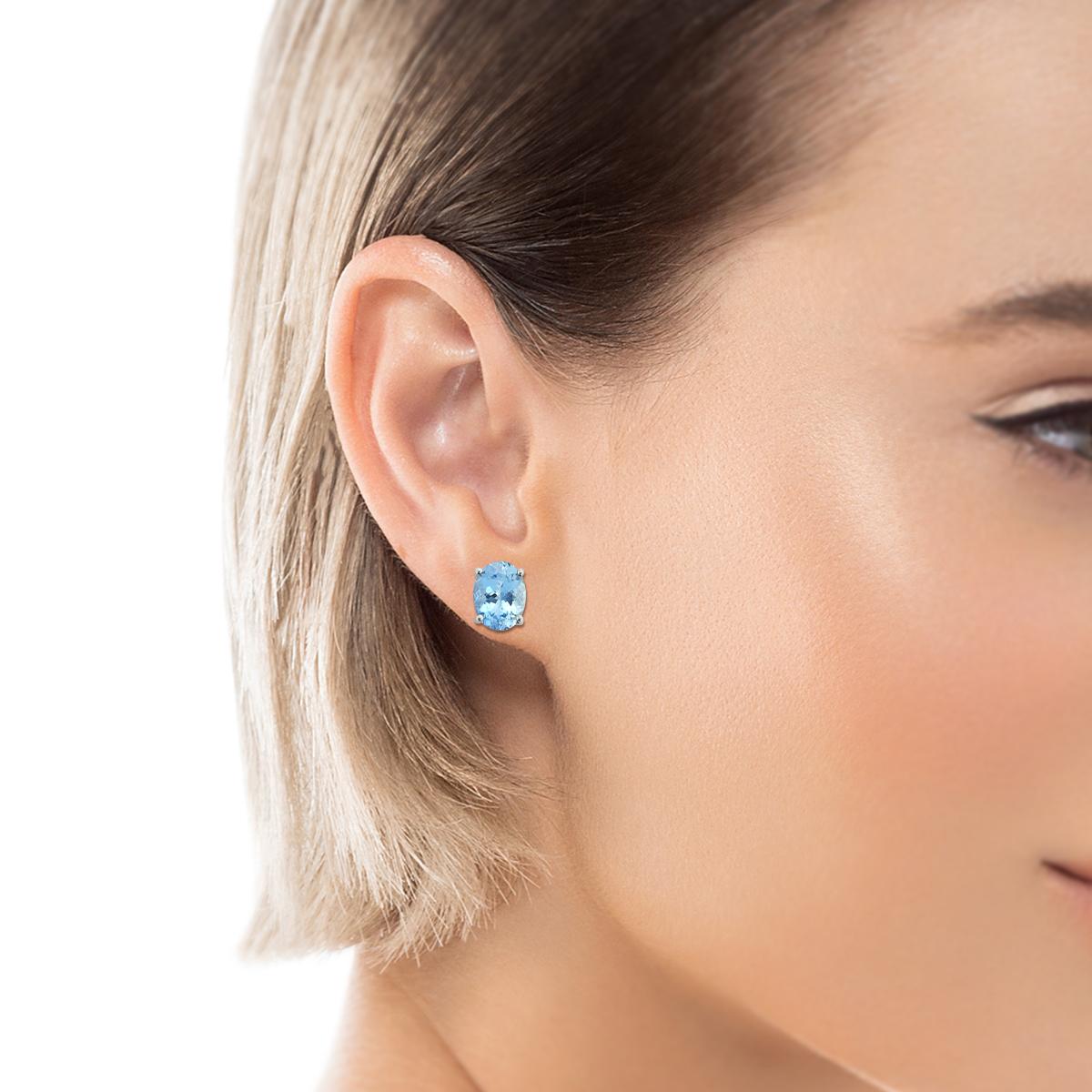 14k White Gold 1.91 Carats Aquamarine Earring, Style#TS1091AQE 21053/9 In New Condition For Sale In New York, NY