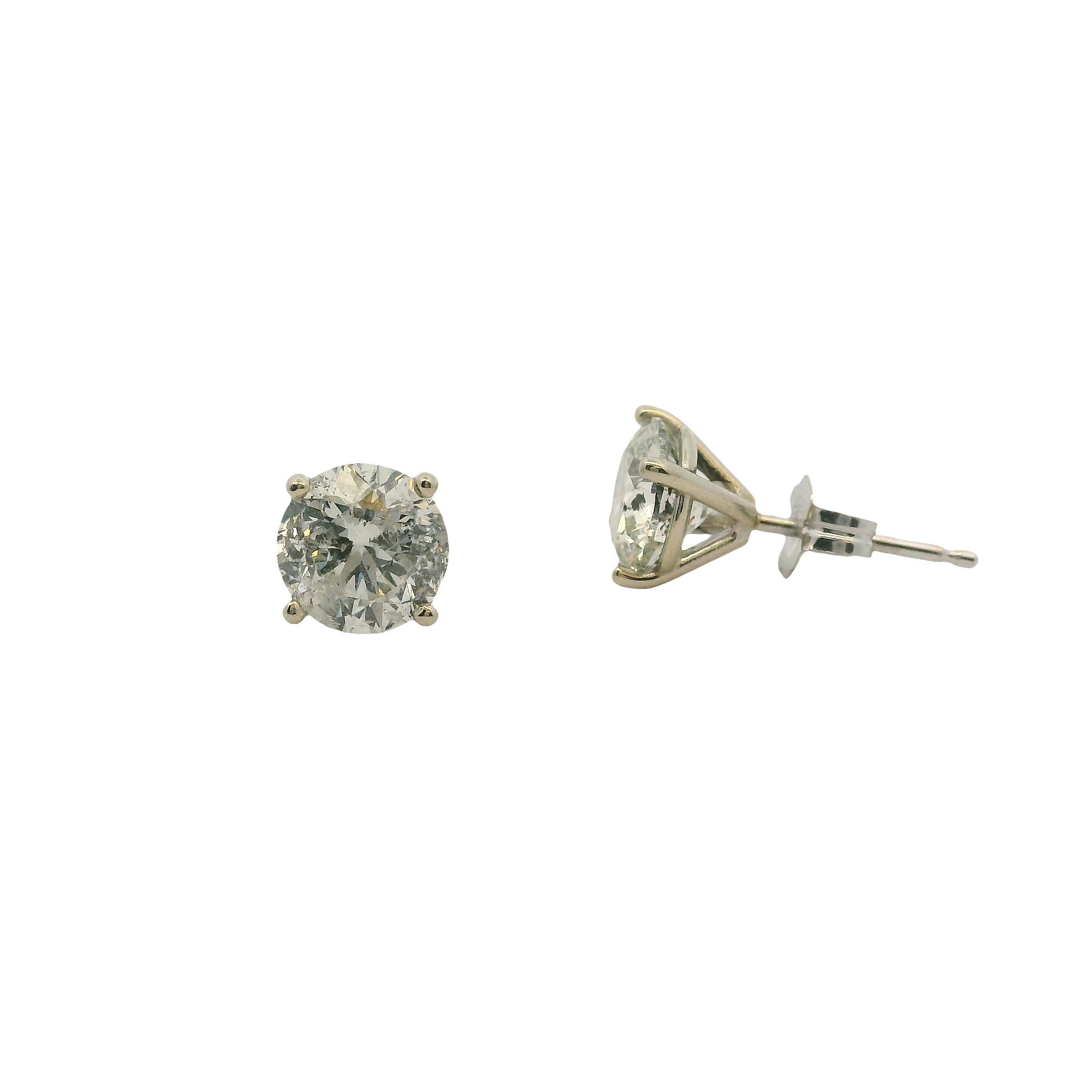 14k Weißgold 1,94ctw natürliche runde Diamant Ohrstecker im Angebot 6