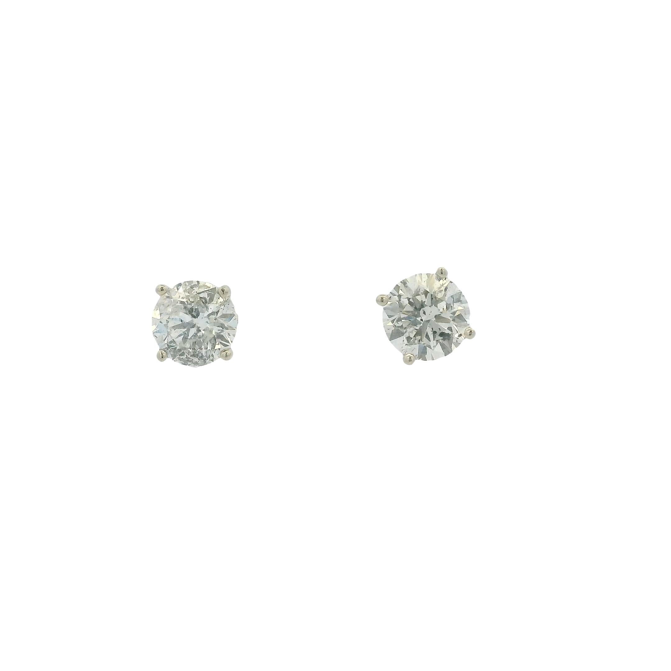 14k Weißgold 1,94ctw natürliche runde Diamant Ohrstecker Damen im Angebot