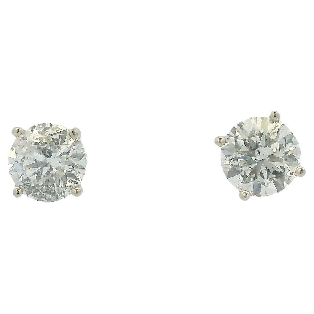 14k Weißgold 1,94ctw natürliche runde Diamant Ohrstecker im Angebot