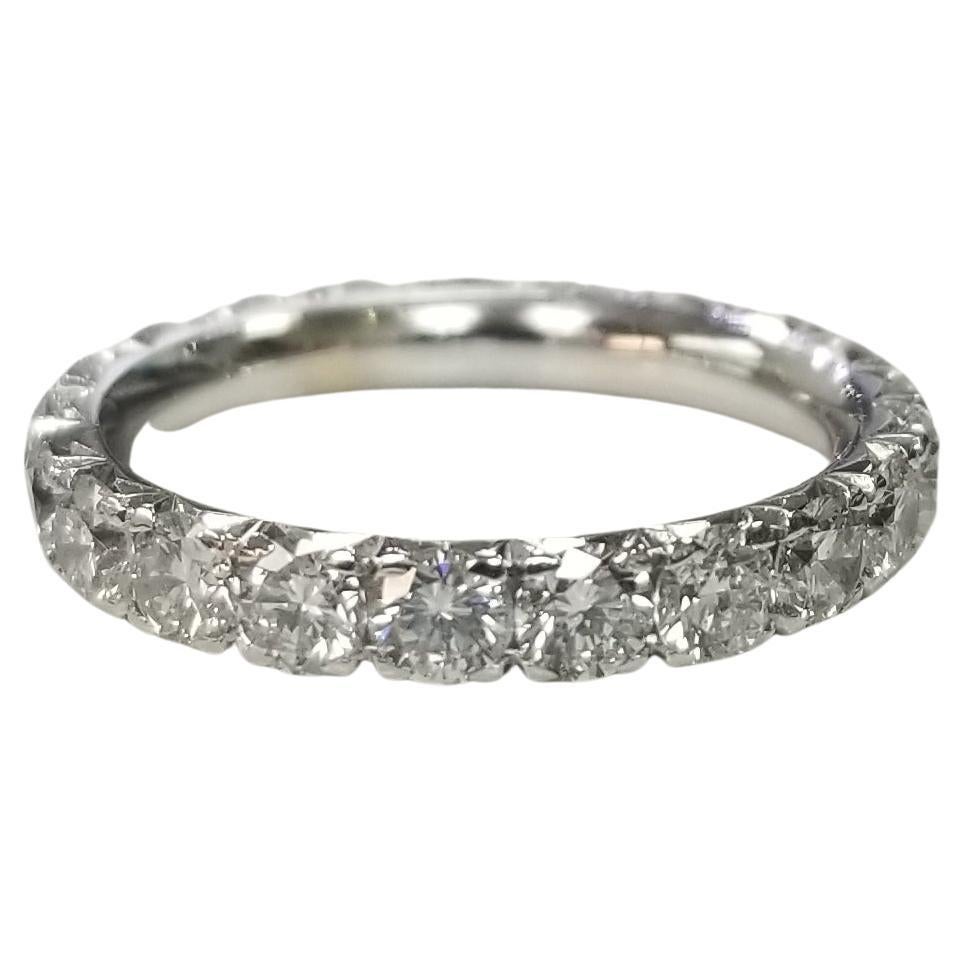 14k White Gold 1.95 Carats Diamond Eternity Ring Set with Shared Prongs For Sale