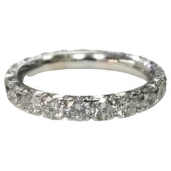 14k White Gold 1.95 Carats Diamond Eternity Ring Set with Shared Prongs