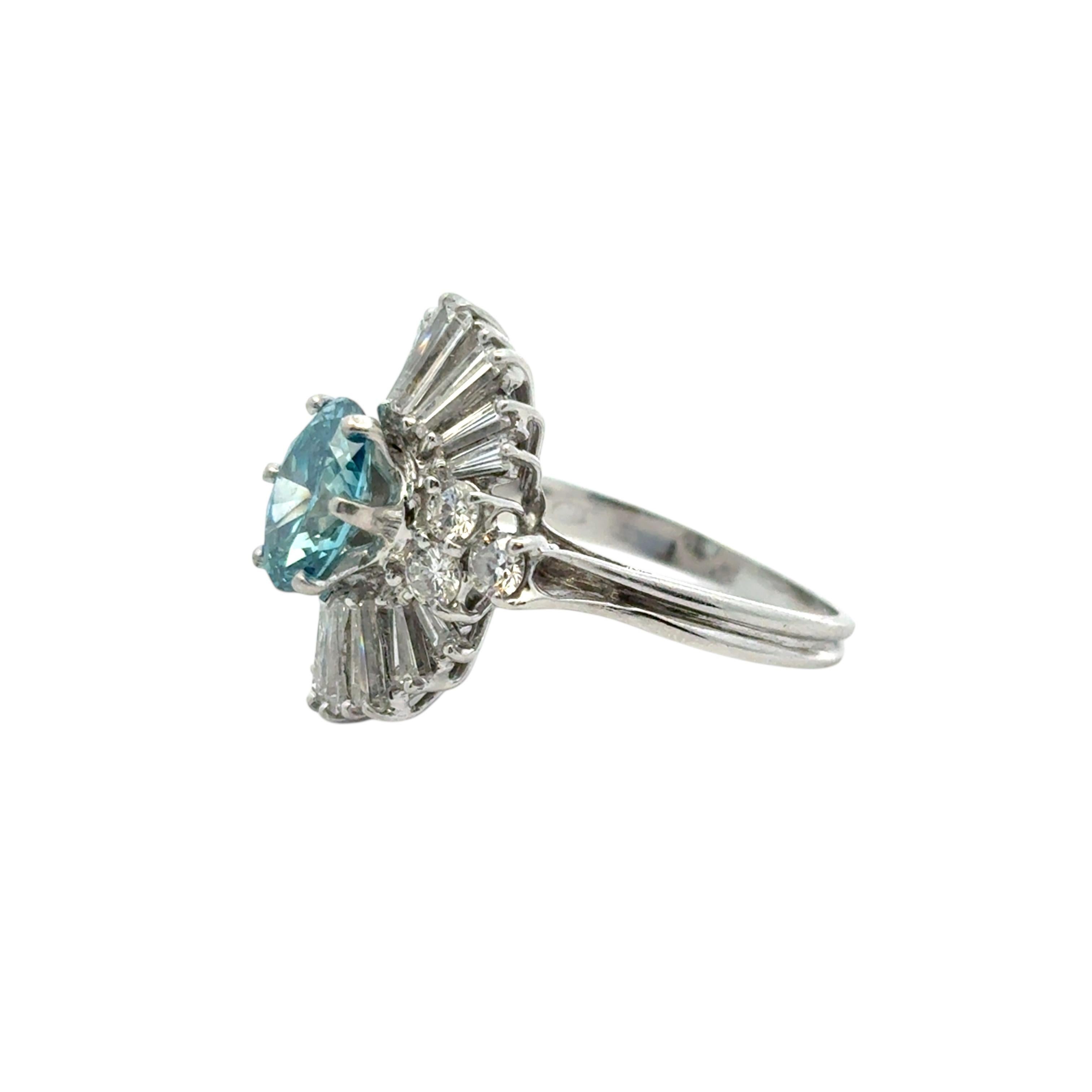 14k White Gold 1ct Blue Irradiated Diamond Solitaire Ring For Sale 7