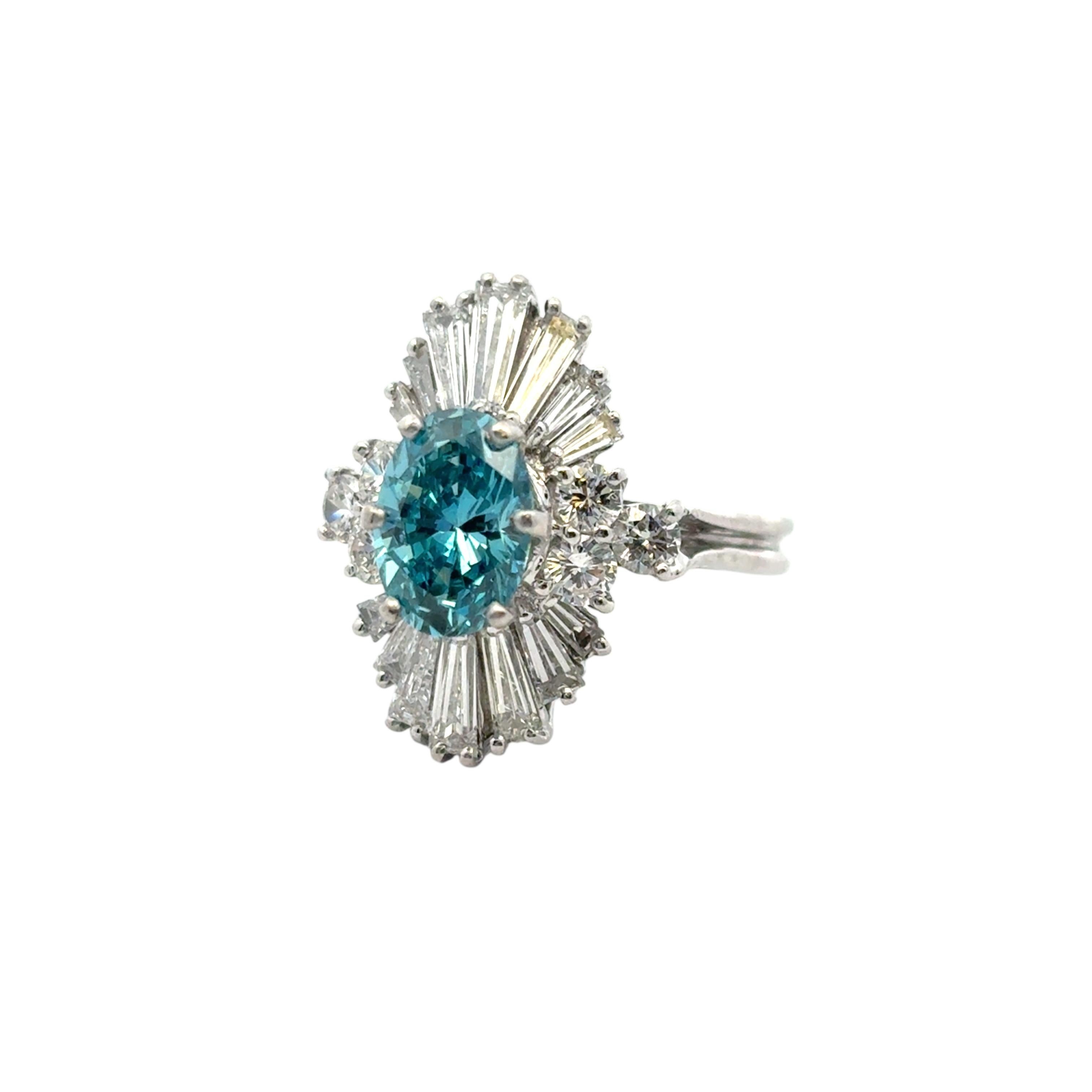 14k White Gold 1ct Blue Irradiated Diamond Solitaire Ring For Sale 9