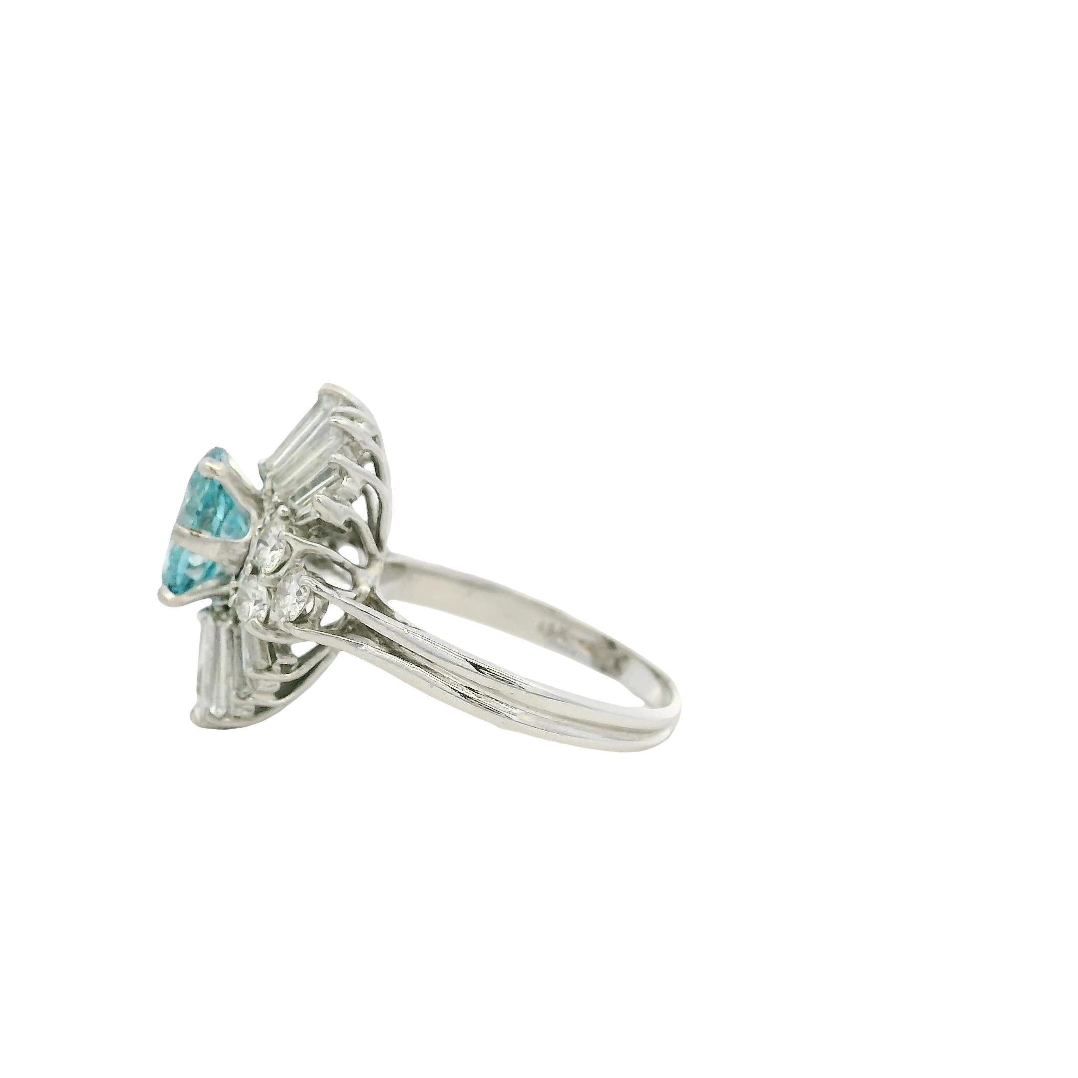 Anillo solitario de oro blanco de 14k con 1 ct de diamante azul irradiado en venta 1