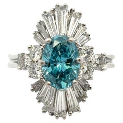 14k White Gold 1ct Blue Irradiated Diamond Solitaire Ring