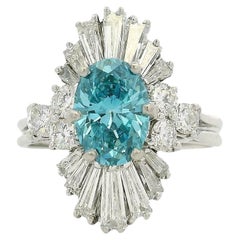 Anello solitario con diamante blu irradiato in oro bianco 14k 1ct