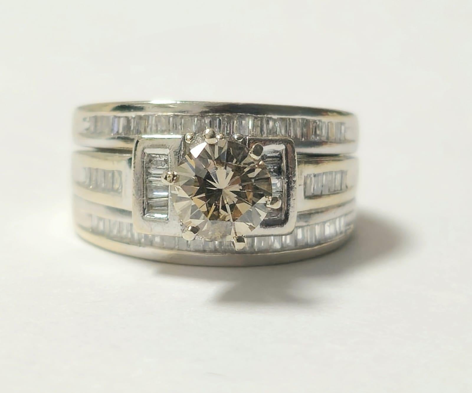 Brilliant Cut 14K White Gold 1ct Ladies Engagement Diamond Ring For Sale