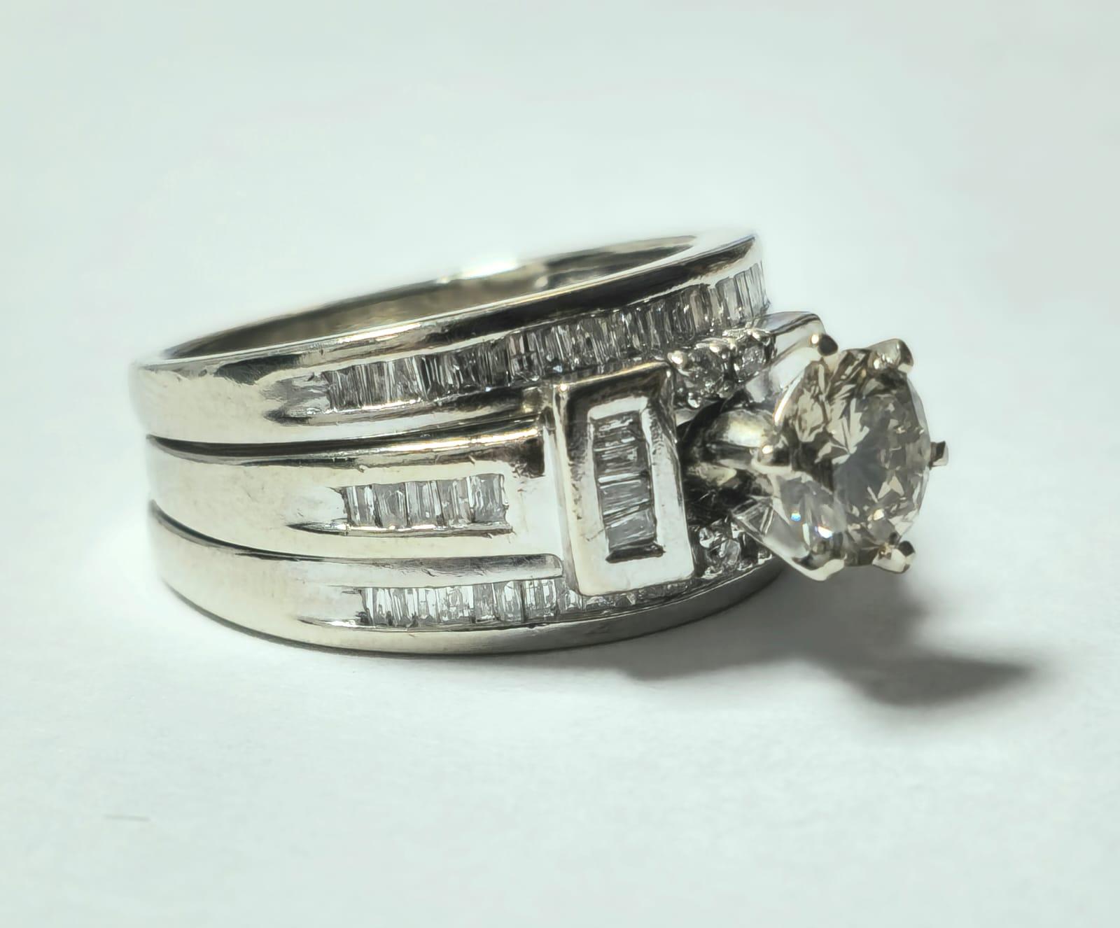 Women's 14K White Gold 1ct Ladies Engagement Diamond Ring For Sale