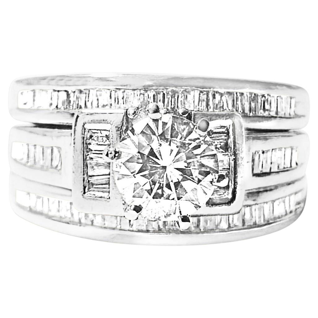 14K White Gold 1ct Ladies Engagement Diamond Ring