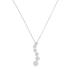 14k Weißgold 1ct TDW Diamant-Cluster-Reise-Anhänger-Halskette 'H-I, I1-I2'
