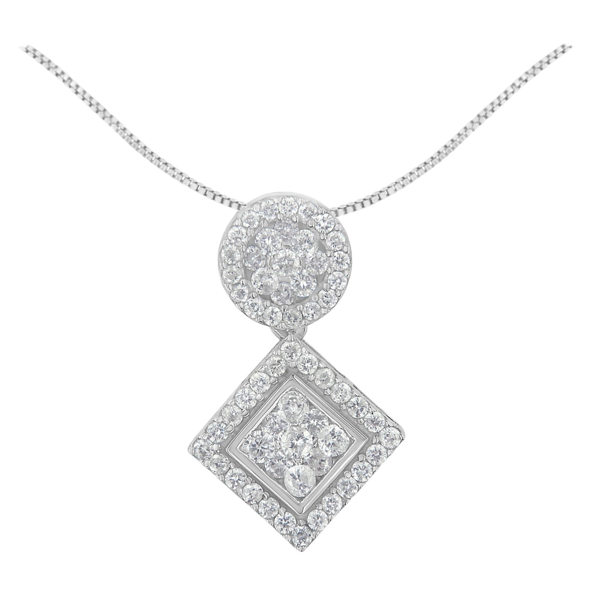 Collana con ciondolo di diamanti in oro bianco 14k 1ct TDW "H. H., I1-I2".