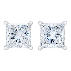 14K White Gold 1 Carat Brilliant Diamond Stud Earrings
