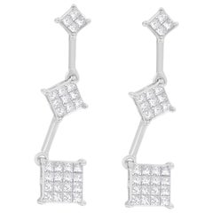 14K White Gold 1.00 Carat Princess-Cut Diamond Earrings