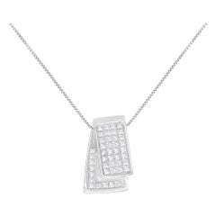 14K White Gold 1 Carat Diamond Box Pendant Necklace