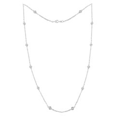 14K White Gold 1 Carat Diamond Station Necklace