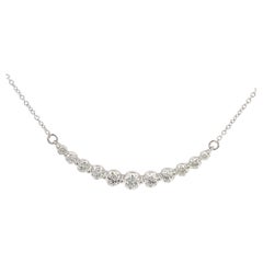 14K White Gold 1ctw Diamond Smile Necklace