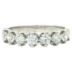 14k White Gold 1ctw Large Round illusion Prong Set Diamond 7 Stone Band Ring