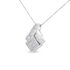 14K White Gold 2 1/10ct Geometric Designed Diamond Pendant- NO CHAIN INCLUDED