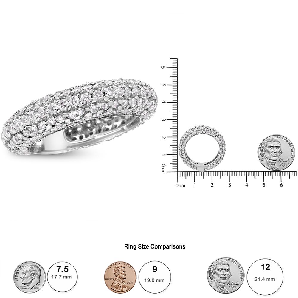 14K White Gold 2 1/2 Carat Round-Cut Diamond Cluster Band Ring 2