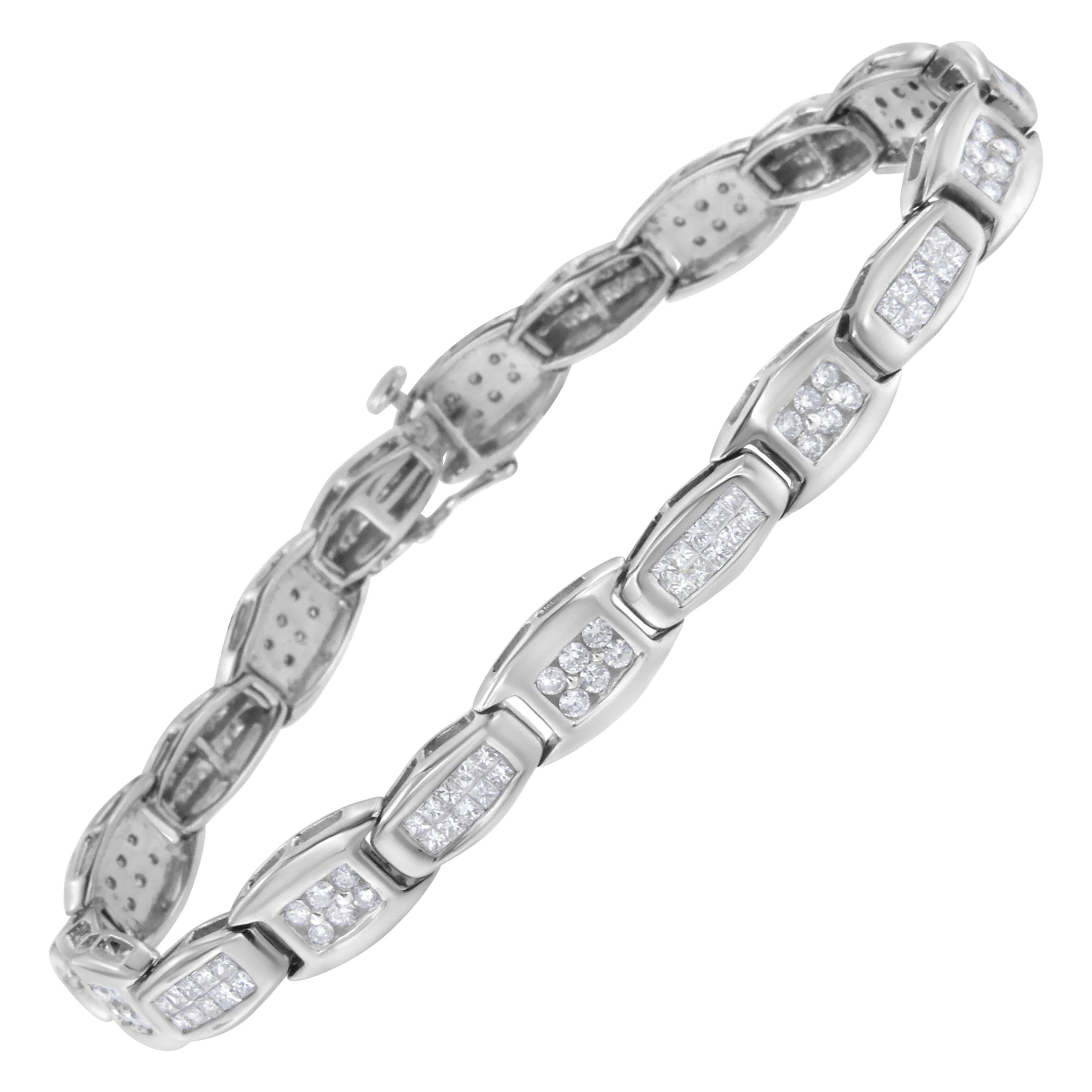 14K White Gold 2 1/2 ct TDW Diamond Tennis Link Bracelet 'H-I, SI1-SI2'