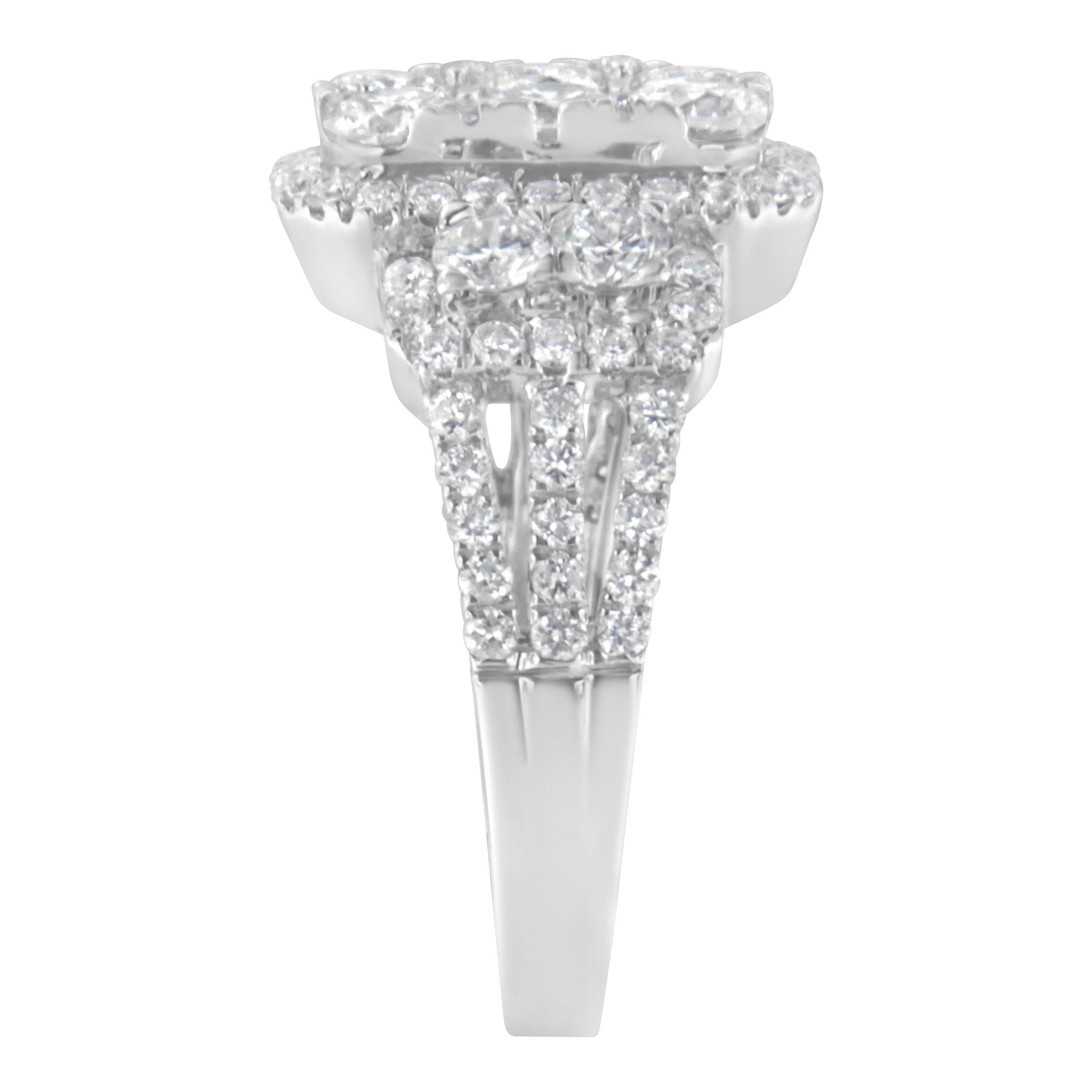 Women's 14K White Gold 2 1/4 Carat Diamond Cocktail Cluster Ring For Sale