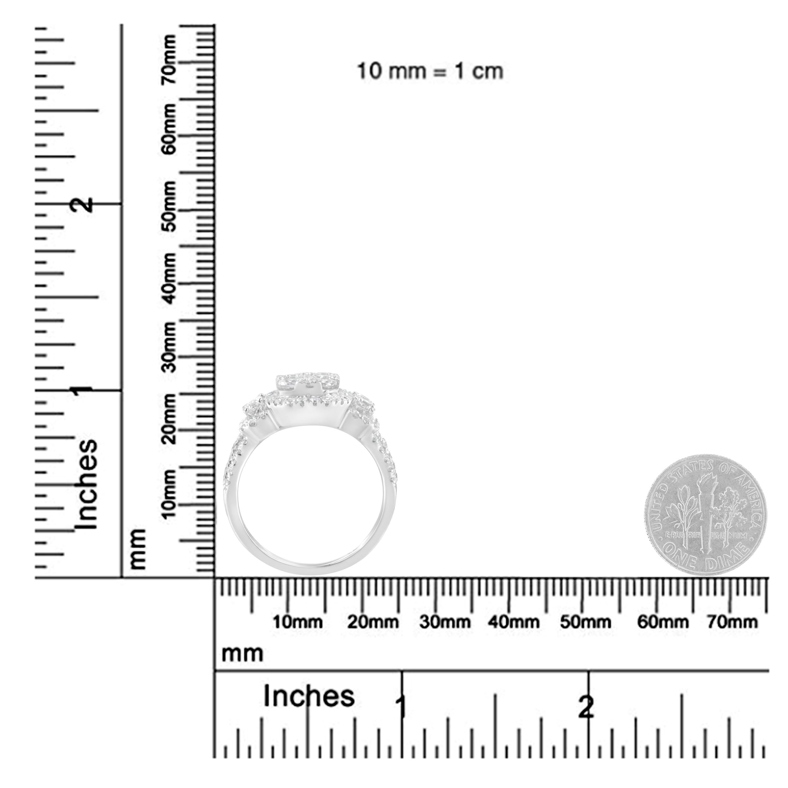 14K White Gold 2 1/4 Carat Diamond Cocktail Cluster Ring For Sale 1