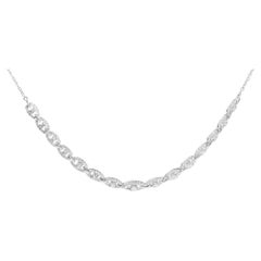 Collier en or blanc 14K à maillons ovales entrelacés et sertis de diamants 2 1/5 Cttw