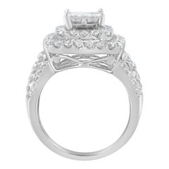 14K White Gold 2 ¼ Carat Round and Princess Diamond Ring