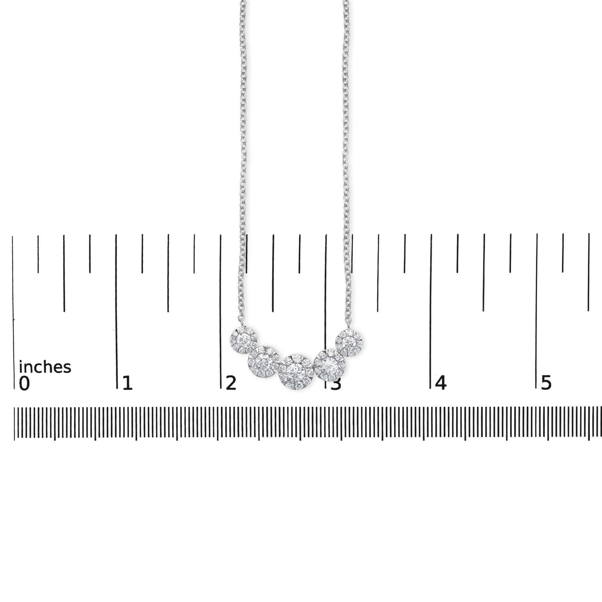 Collier grappe de 5 stations en or blanc 14 carats avec diamants 2 3/8 carats Neuf à New York, NY