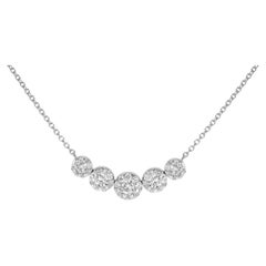 Collana a grappolo con 5 stazioni di diamanti in oro bianco 14K da 2 3/8 Cttw