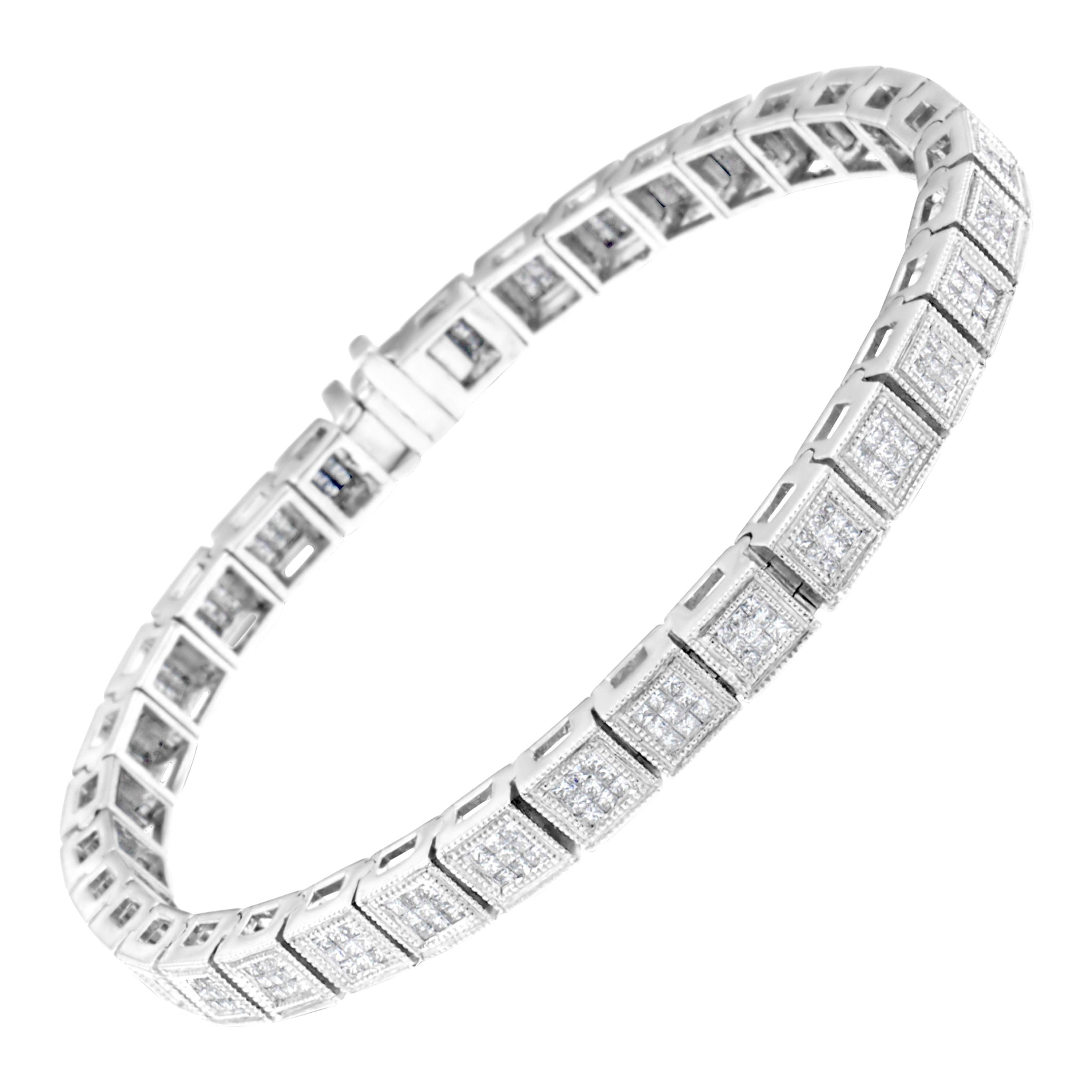 14 Karat Weißgold 2 7/8 Karat. TDW Diamant-Tennisarmband 'H-I, SI1-SI2'