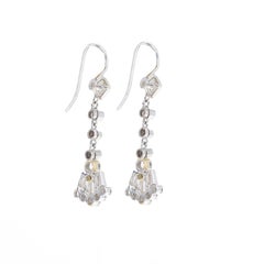 Pendientes Colgantes Abanico Diamantes 2 Quilates Oro Blanco 14K