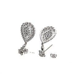 14K White Gold 2 Carat Diamond Flower Drop Earrings