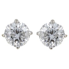 Pendientes de oro blanco de 14 quilates con cuatro puntas de diamante de 2 quilates