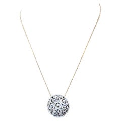 14k White Gold 2 Carat Diamond Scroll Pendant Necklace with Appraisal