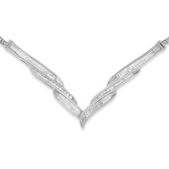 14k White Gold 2 ct. TDW Diamond 'V' Shape Necklace 'I-J, SI2-I1'