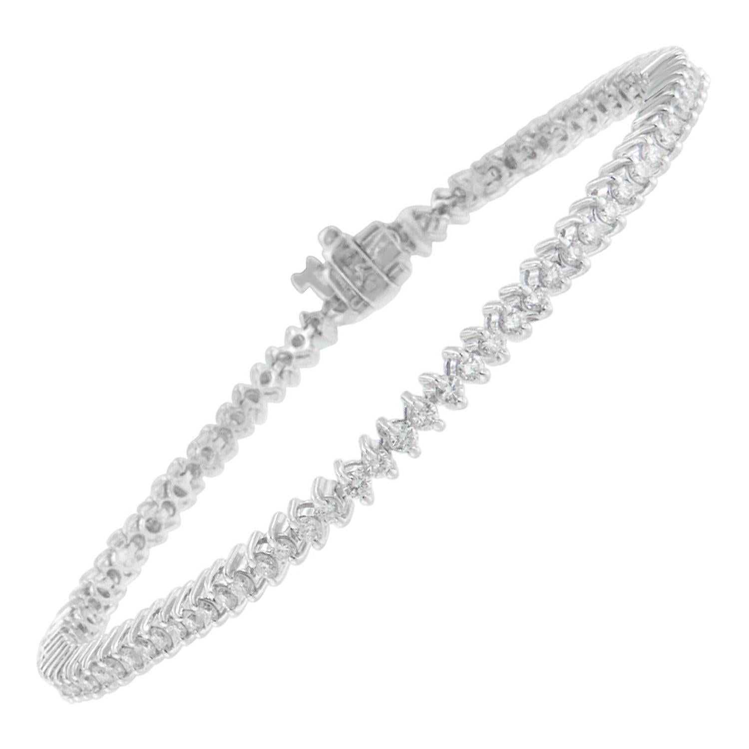 14k Weißgold 2 ct TDW Rundschliff Diamant-Tennisarmband 'H-I, SI2-I1'