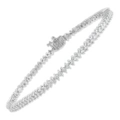 Oro blanco de 14k Pulsera de tenis de diamantes talla redonda TDW de 2 ct 'H-I, SI2-I1'